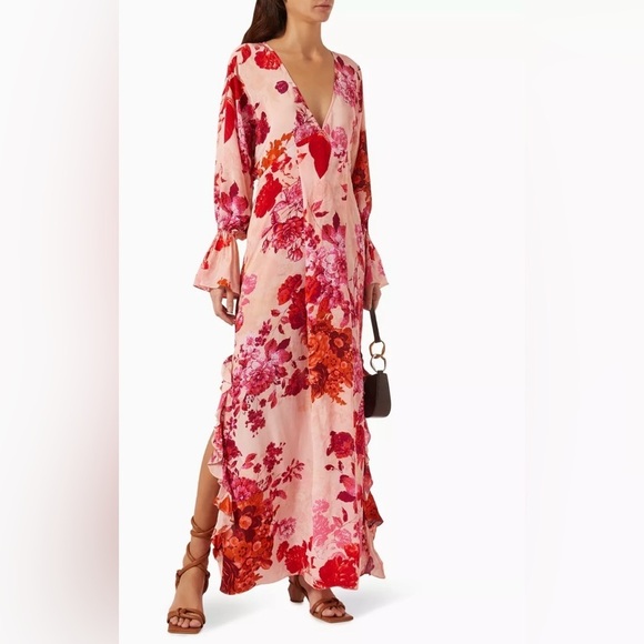 NWT Hemant & Nandita Dali Bohemian Floral Elegant Kaftan Maxi Dress Size Medium - Picture 5 of 14